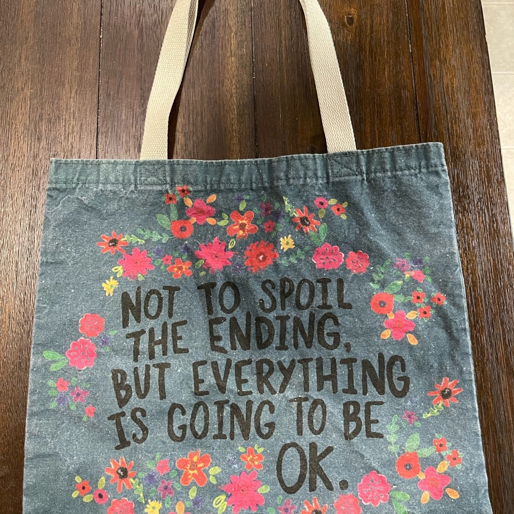 Floral Canvas Tote Bag - Black and Pink